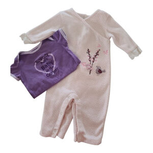 Vintage Carter's Baby Bodysuits 6M Pink Purple